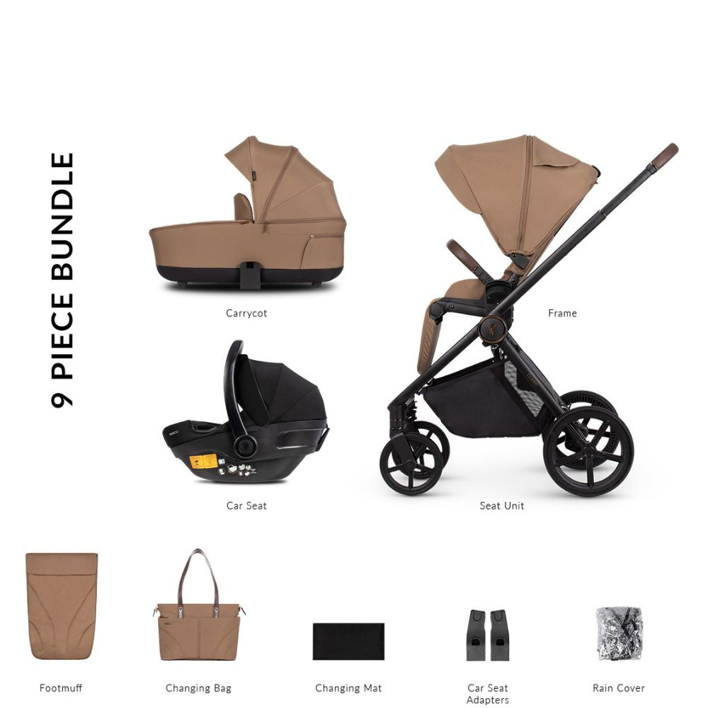 Venicci Claro Pram 3IN1 9 Piece Bundle Mocca Baby