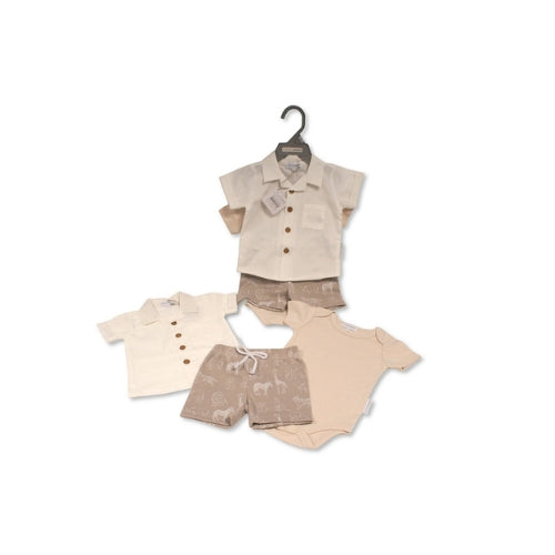 Baby Clothing Collection Boys 3 pcs Shorts Set - Safari