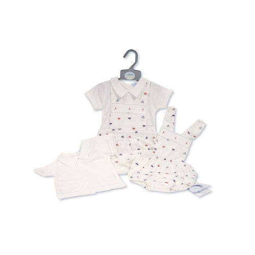 Baby Clothing Collection Boys Short 2 Pieces Dungaree Set - Cars