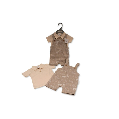 Baby Clothing Collection Boys 2 pcs Dungaree Set - Safari