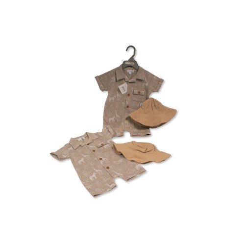 Baby Clothing Collection Boys Romper with Hat - Safari