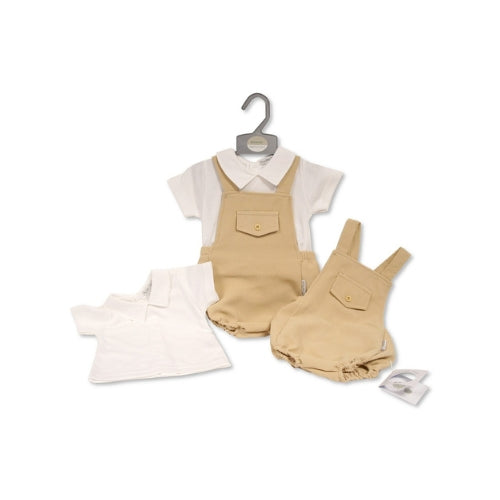 Baby Clothing Collection Boys Short Dungaree Set with Faux Chest Pocket