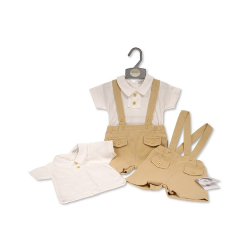 Baby Clothing Collection Boys Shorts Set with Suspenders and Faux Pockets