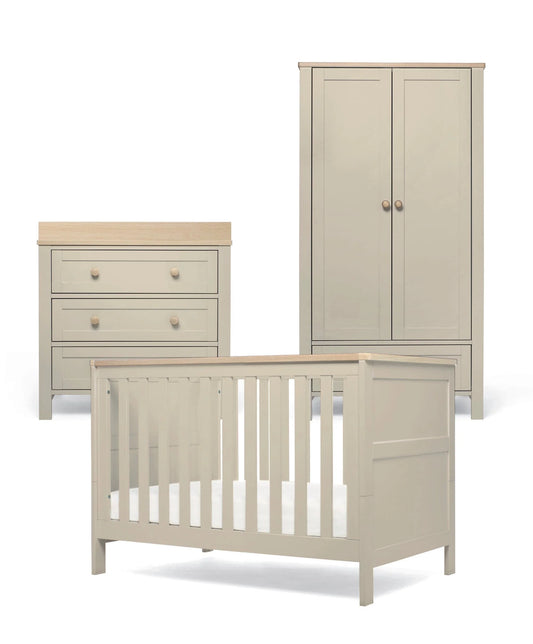 Mamas and Papas Wedmore 3 Piece Small Cotbed Range With Dresser Changer & Wardrobe