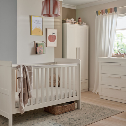 Mama's And Papa's Atlas 3 Piece Cot Bed Range with Dresser and Wardrobe Warm Beige