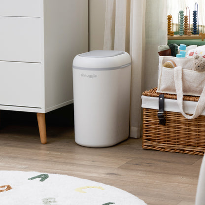 Shnuggle Eco-Touch Nappy Bin | Odour-Locking & Eco-Friendly- White/Grey
