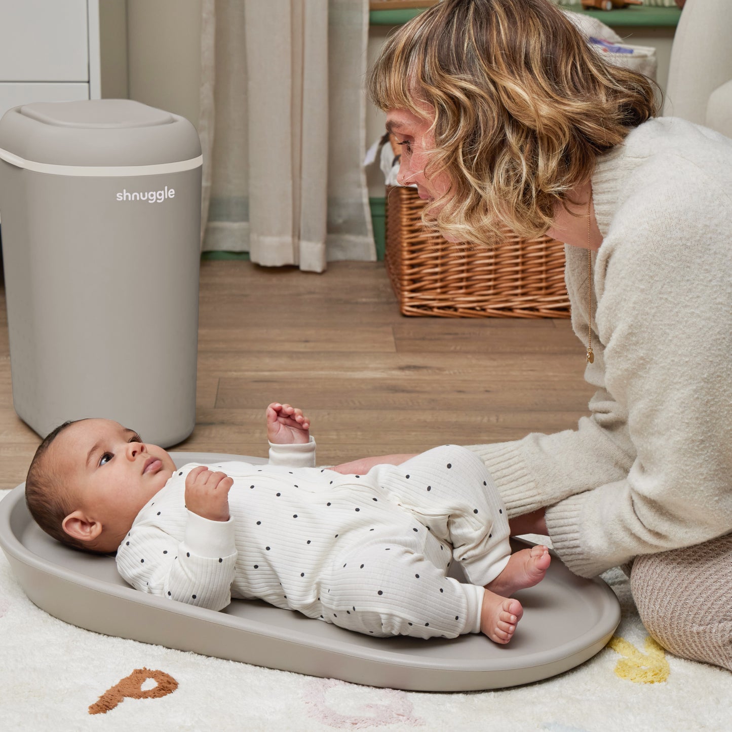 Shnuggle Eco-Touch Nappy Bin | Odour-Locking & Eco-Friendly- Taupe