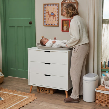 Shnuggle Eco-Touch Nappy Bin | Odour-Locking & Eco-Friendly- White/Grey