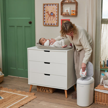Shnuggle Eco-Touch Nappy Bin | Odour-Locking & Eco-Friendly- White/Grey