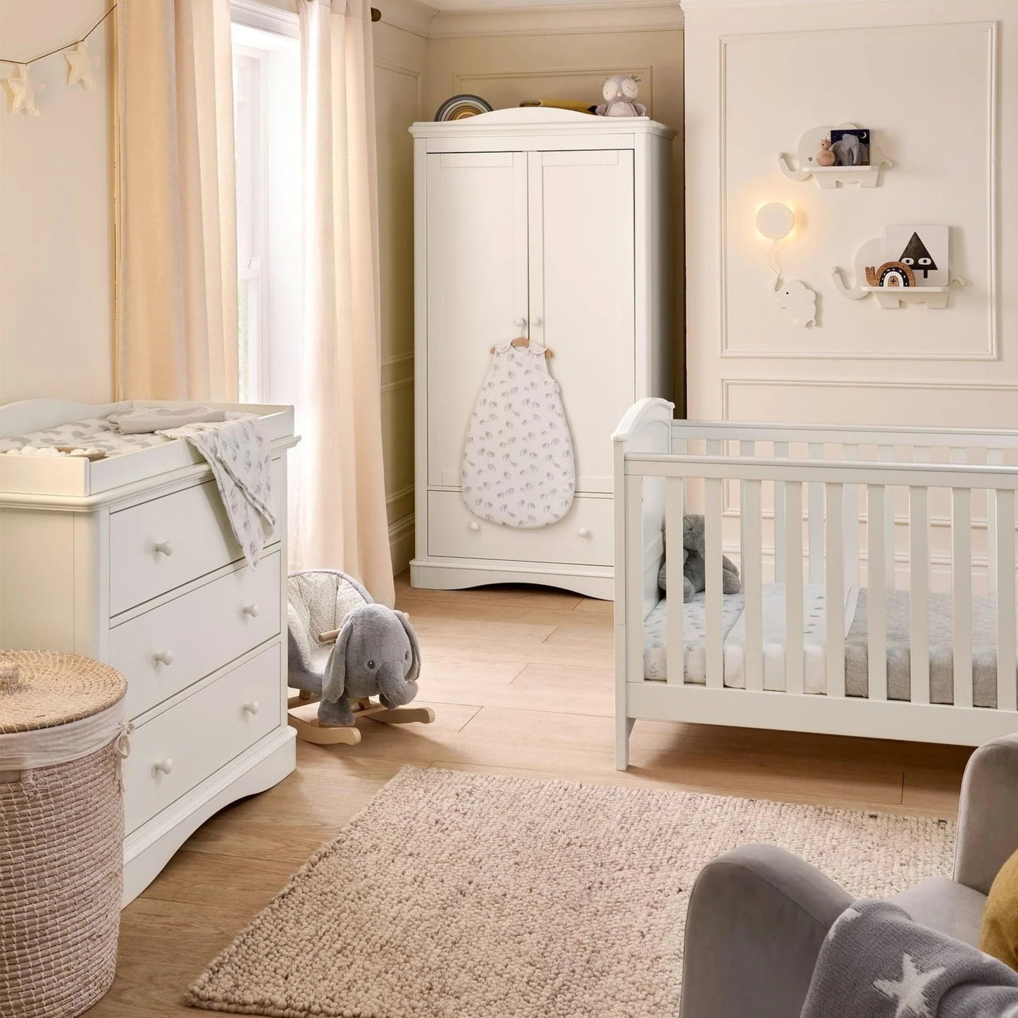 Flyn 3 Piece Cotbed Range with Dresser Changer & Wardrobe - White