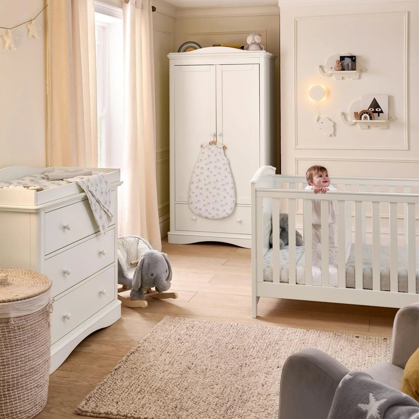 Flyn 3 Piece Cotbed Range with Dresser Changer & Wardrobe - White