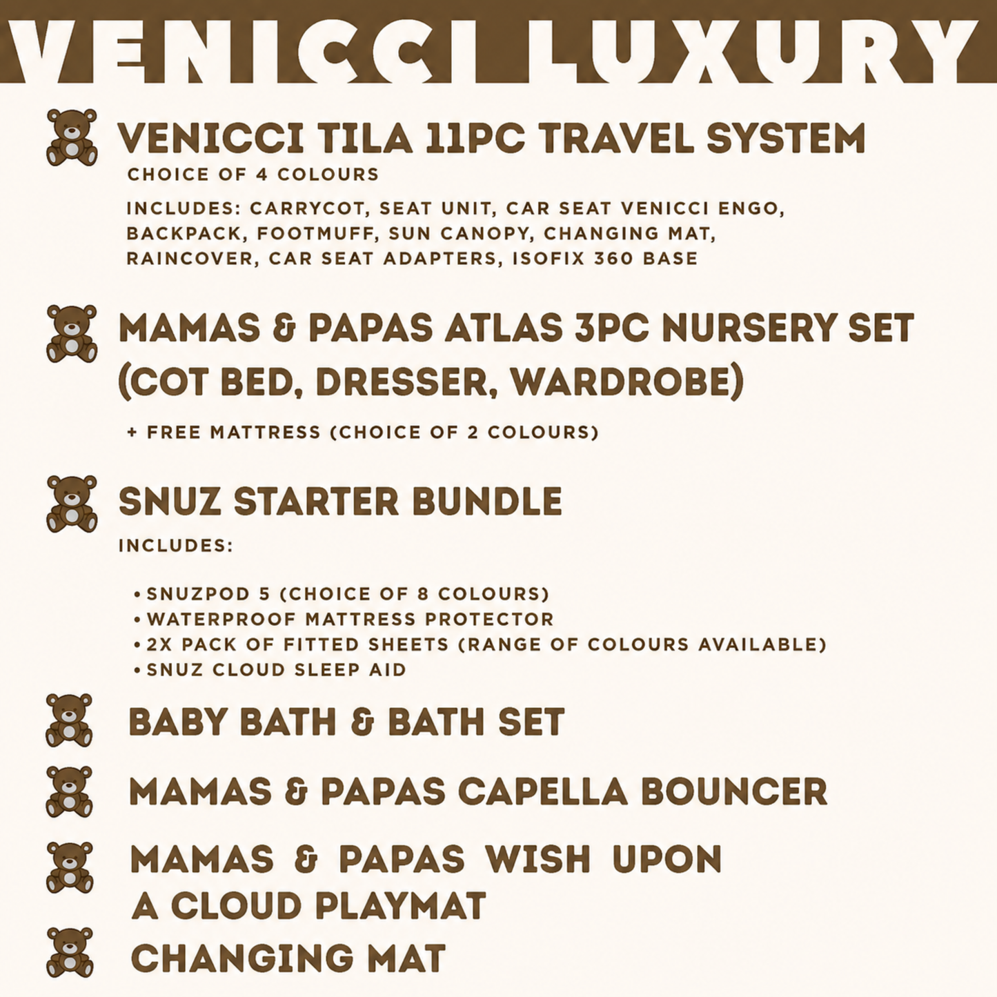 Mocca Baby Venicci Luxury Bundle