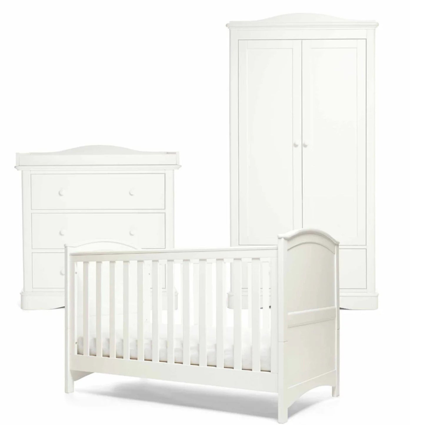 Flyn 3 Piece Cotbed Range with Dresser Changer & Wardrobe - White