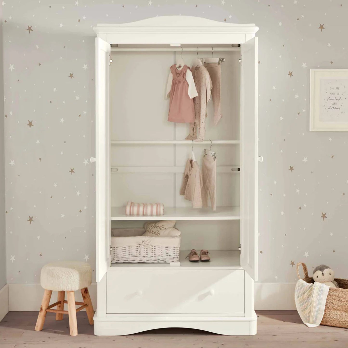 Flyn 3 Piece Cotbed Range with Dresser Changer & Wardrobe - White