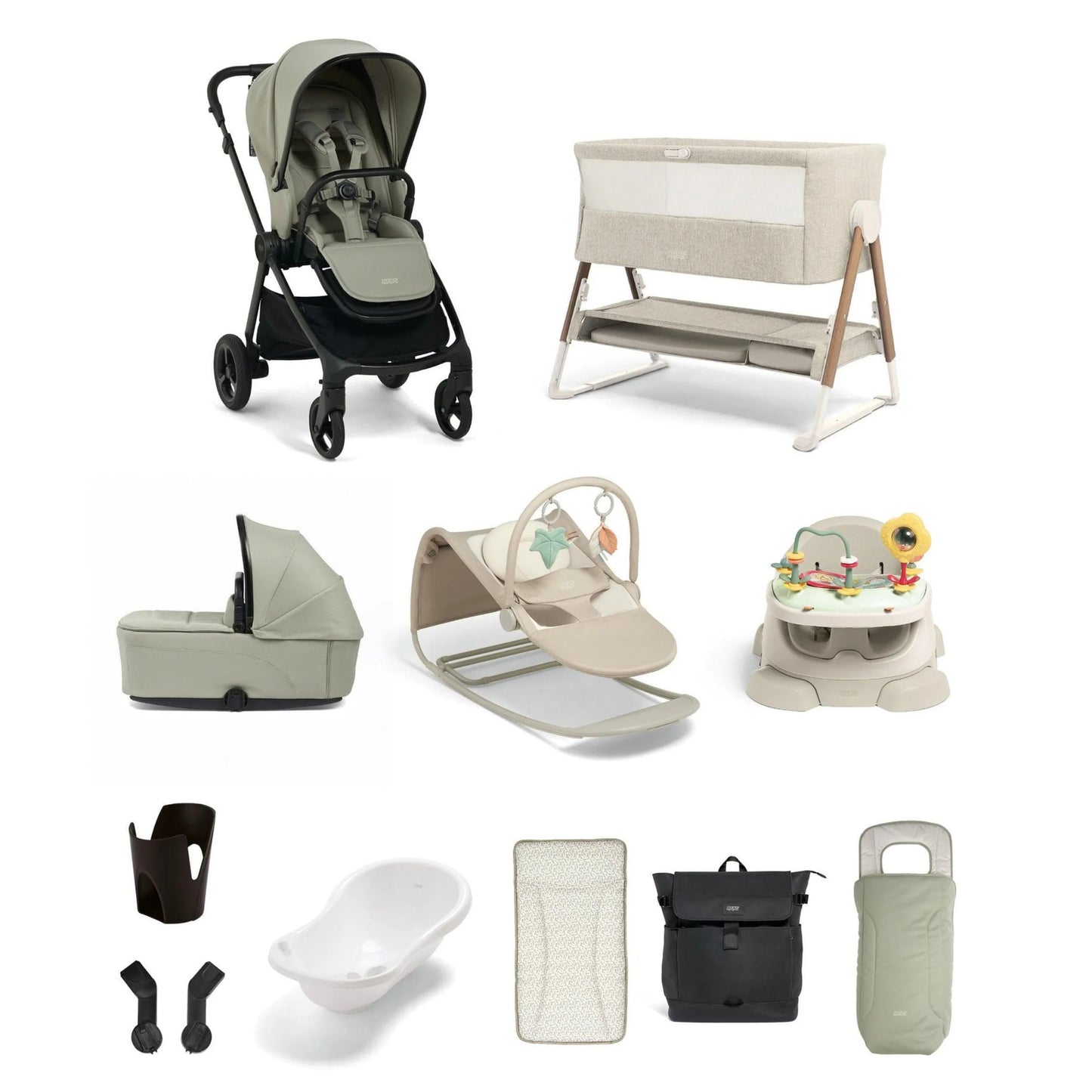 Mamas And Papas Vardo Pushchair Ultimate Newborn Bundle (11 Pieces) - Sage