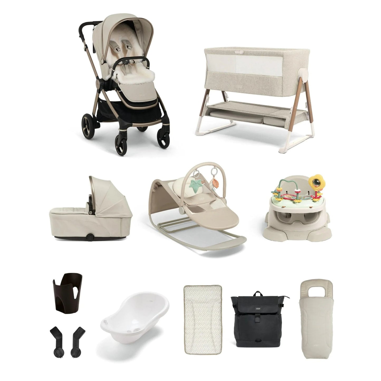 Mamas and Papas Vardo Pushchair Ultimate Newborn Bundle (12 Pieces) - Shell