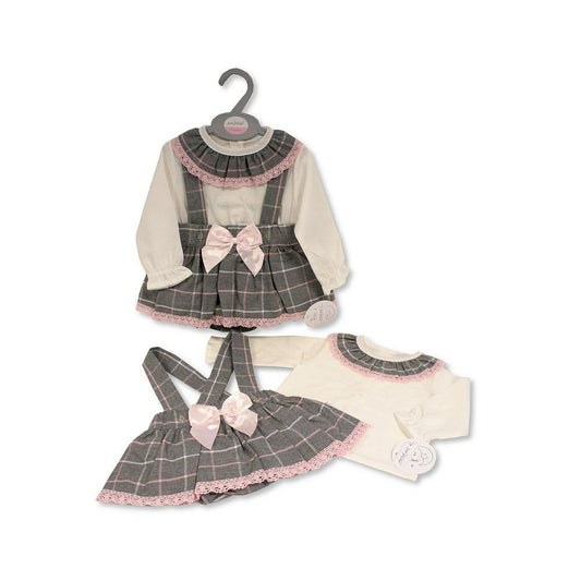 Grey/Pink Check Baby Set Girl