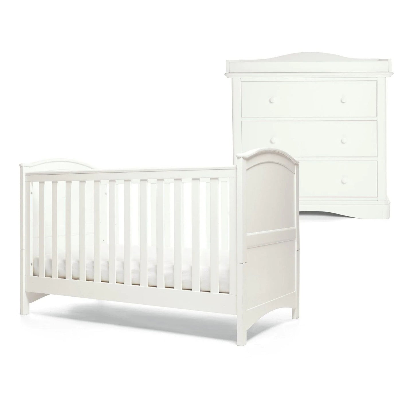 Flyn 2 Piece Cotbed Set with Dresser Changer - White