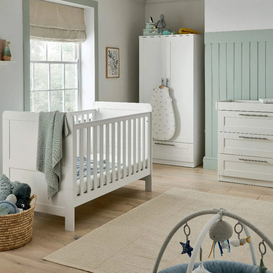 Hampden 3 Piece Cotbed Range with Dresser Changer & Wardrobe - White