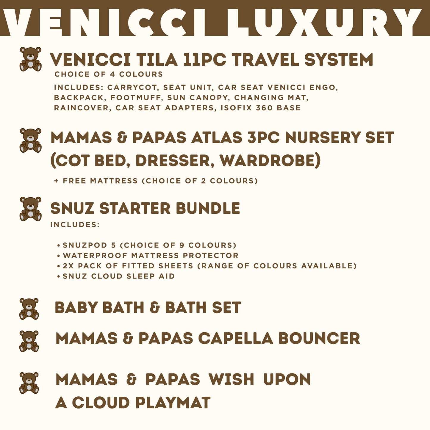 Mocca Baby Venicci Luxury Bundle