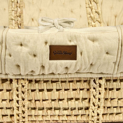 The Little Green Sheep Dimple Quilted Moses Basket, Mattress & Walnut Rocking Stand