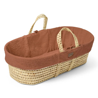 The Little Green Sheep Organic Knitted Moses Basket, Mattress & Natural Foldable Stand Linen