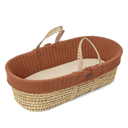 The Little Green Sheep Organic Knitted Moses Basket, Mattress & Natural Rocking Stand