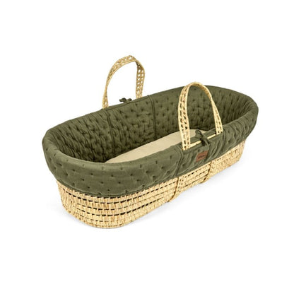 The Little Green Sheep Dimple Quilted Moses Basket, Mattress & Walnut Rocking Stand