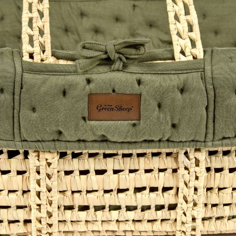 The Little Green Sheep Dimple Quilted Moses Basket, Mattress & Walnut Rocking Stand