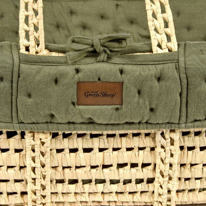 The Little Green Sheep Dimple Quilted Moses Basket, Mattress & Walnut Rocking Stand