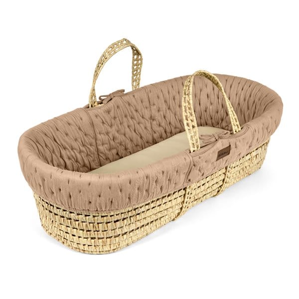 The Little Green Sheep Dimple Quilted Moses Basket, Mattress & Walnut Rocking Stand