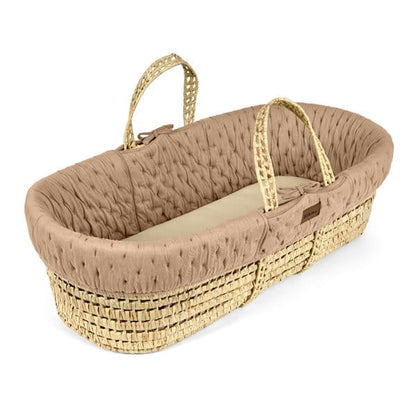 The Little Green Sheep Dimple Quilted Moses Basket, Mattress & Walnut Rocking Stand