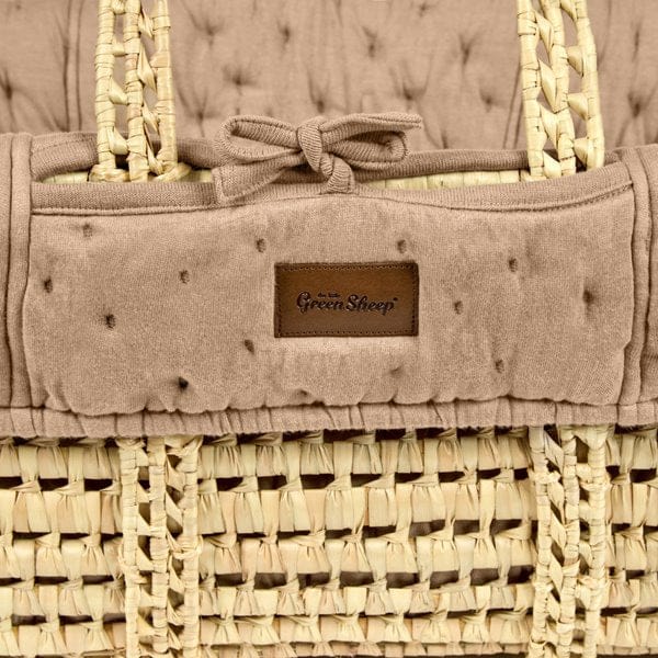 The Little Green Sheep Dimple Quilted Moses Basket, Mattress & Walnut Rocking Stand