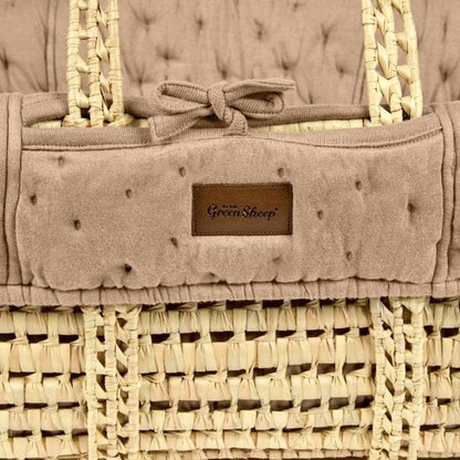 The Little Green Sheep Dimple Quilted Moses Basket, Mattress & Walnut Rocking Stand