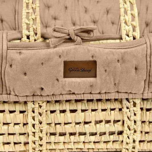 The Little Green Sheep Dimple Quilted Moses Basket, Mattress & Natural Rocking Stand