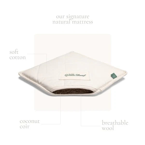 The Little Green Sheep Organic Knitted Moses Basket, Mattress & Natural Foldable Stand Linen
