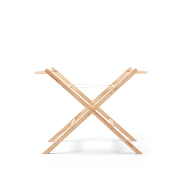 The Little Green Sheep Organic Knitted Moses Basket, Mattress & Natural Foldable Stand Linen