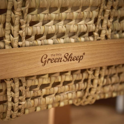The Little Green Sheep Organic Knitted Moses Basket, Mattress & Natural Rocking Stand