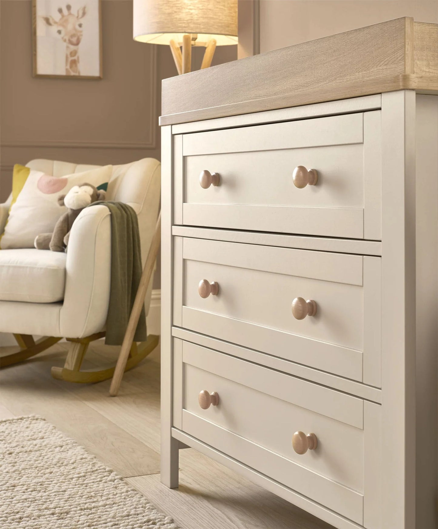 Wedmore 2 Piece Cotbed Set with Dresser Changer - Cashmere/Oak
