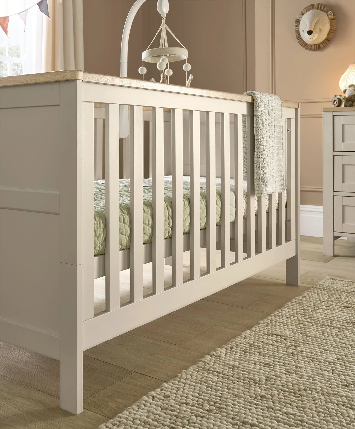Wedmore 2 Piece Cotbed Set with Dresser Changer - Cashmere/Oak