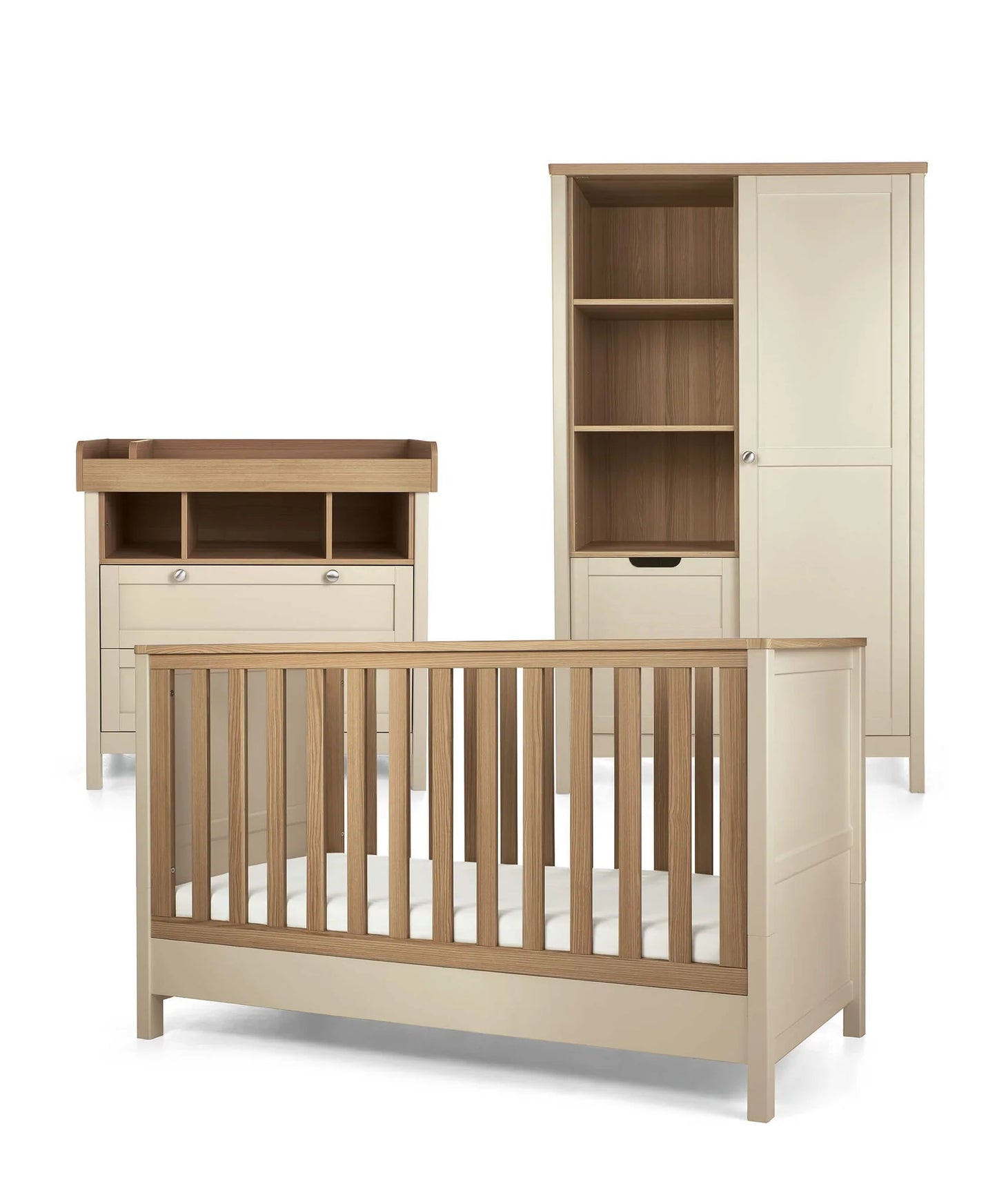 Mamas and Papas Harwell 3 Piece Cotbed Range with Dresser Changer & Wardrobe - Cashmere