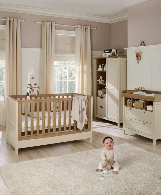 Mamas and Papas Harwell 3 Piece Cotbed Range with Dresser Changer & Wardrobe - Cashmere