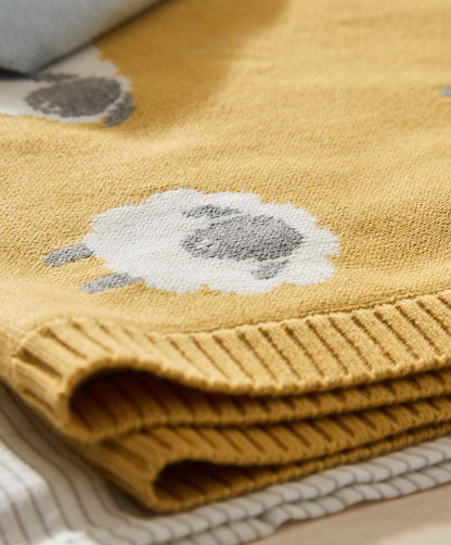 Mama's And Papa's Knitted Blanket - Sheep Motif